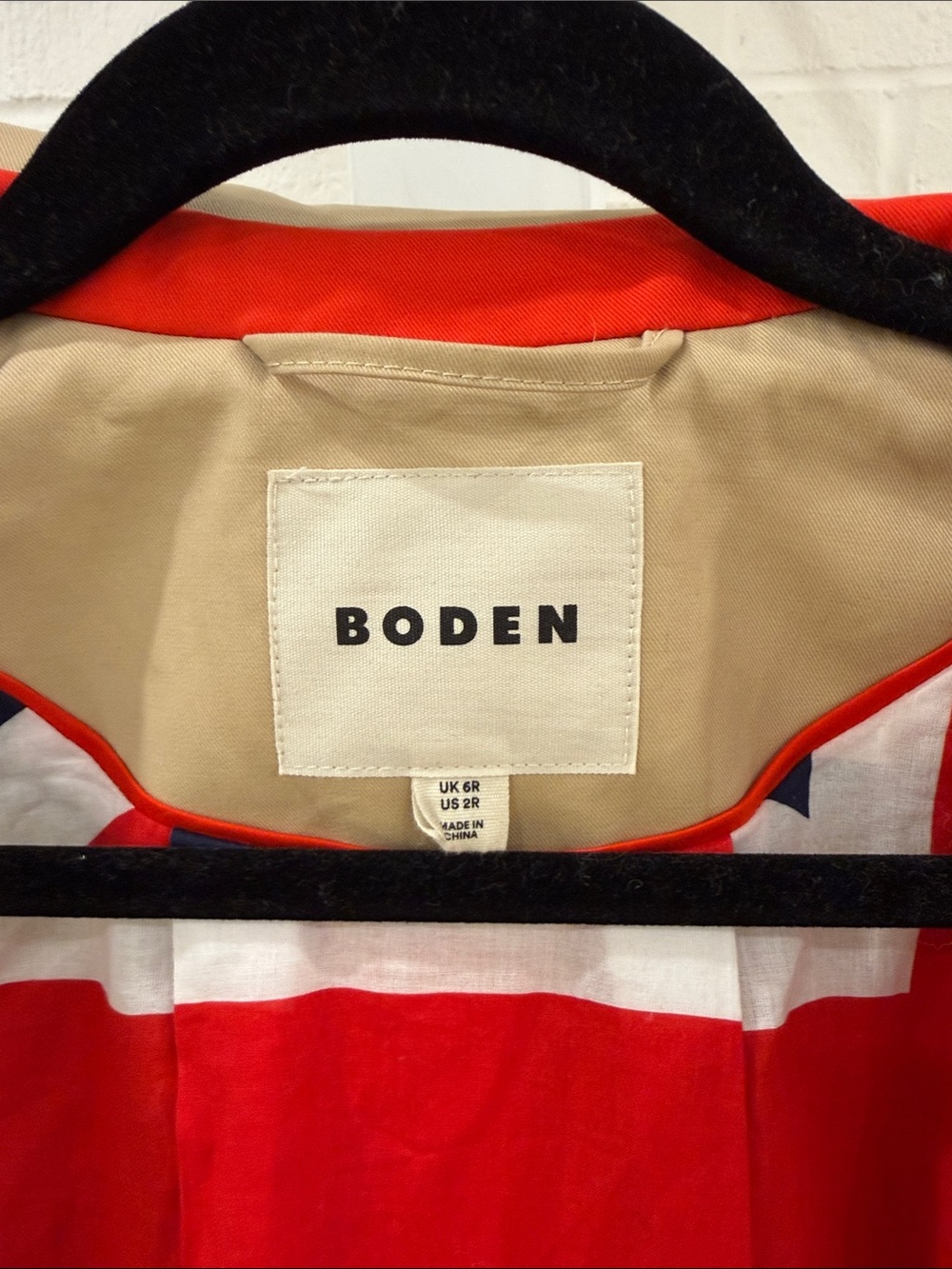 Boden Heritage Trench Coat Camel Union Jack Lined Double Breasted UK6R/US2R - Picture 5 of 7